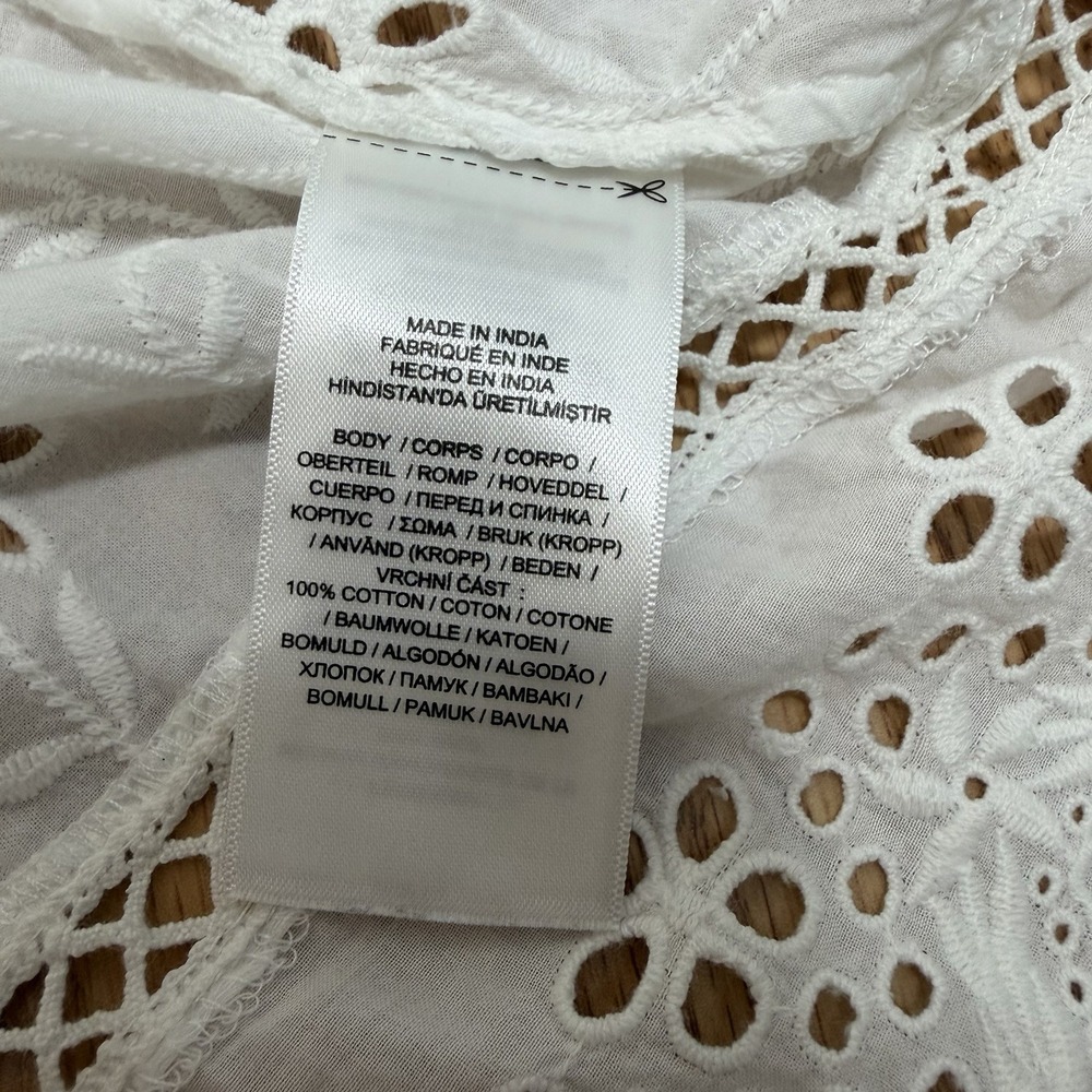 LRL Ralph Lauren Lace Eyelet Embroidered Open Cardigan Size L White Cottagecore - Picture 7 of 8